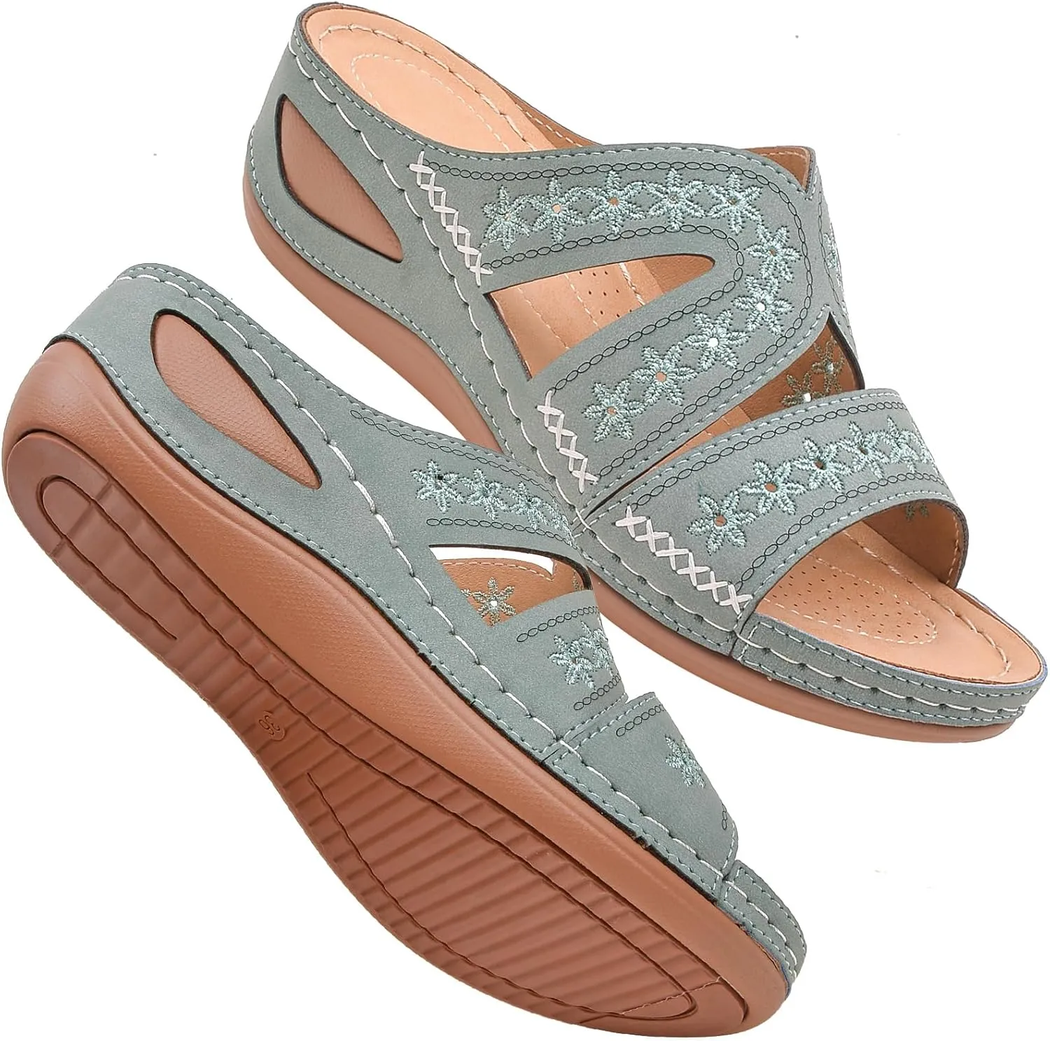 Women's Orthopedic Arch Support Wedge Sandals Summer Dressy 2025 Flat Open Toe Casual Flip Flops Platform Sandal Beach Sandals Dress Shoes Slip on Open Toe Sandal 2025