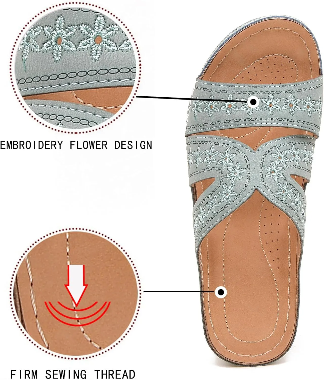 Women's Orthopedic Arch Support Wedge Sandals Summer Dressy 2025 Flat Open Toe Casual Flip Flops Platform Sandal Beach Sandals Dress Shoes Slip on Open Toe Sandal 2025