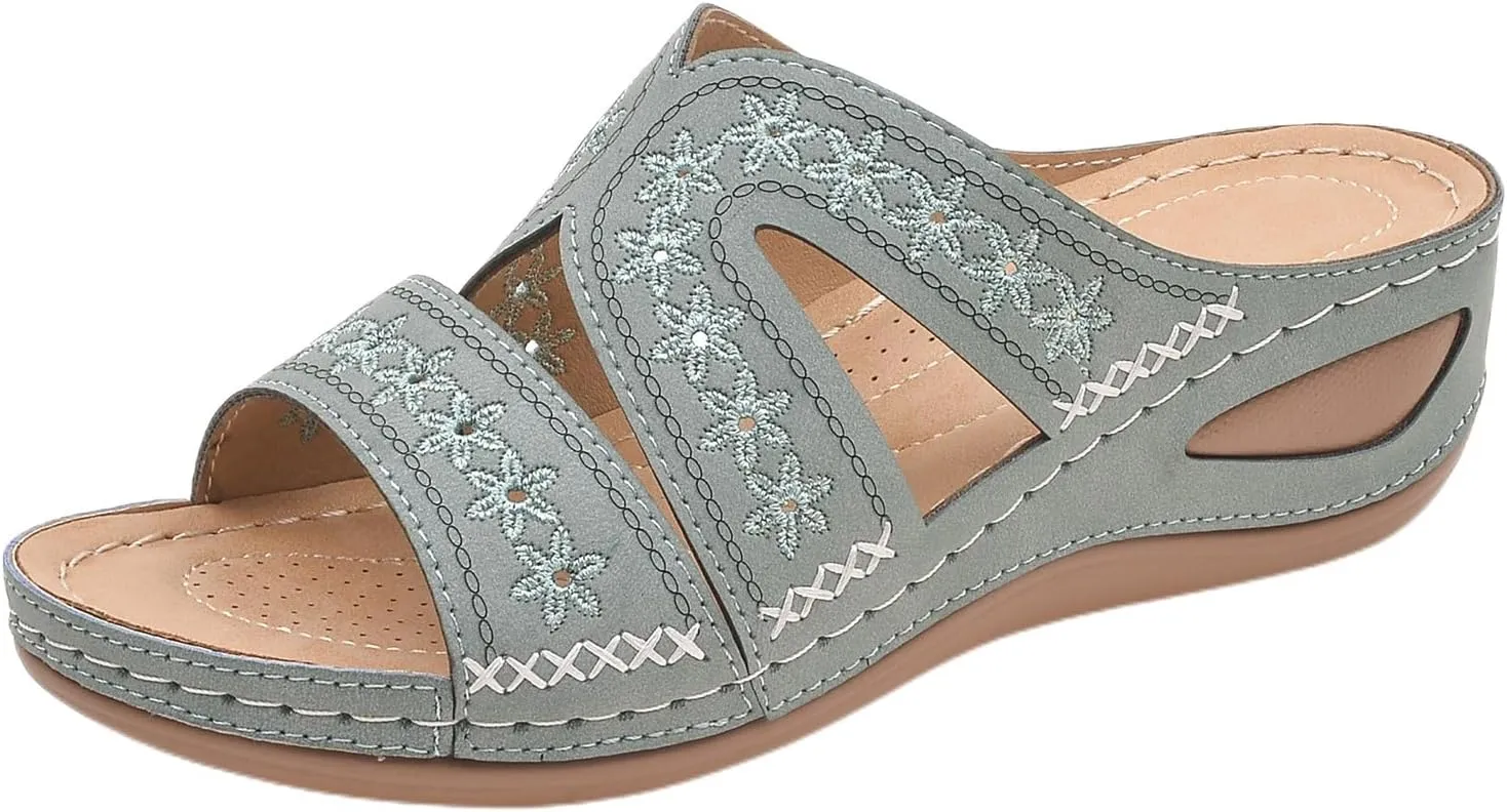 Women's Orthopedic Arch Support Wedge Sandals Summer Dressy 2025 Flat Open Toe Casual Flip Flops Platform Sandal Beach Sandals Dress Shoes Slip on Open Toe Sandal 2025