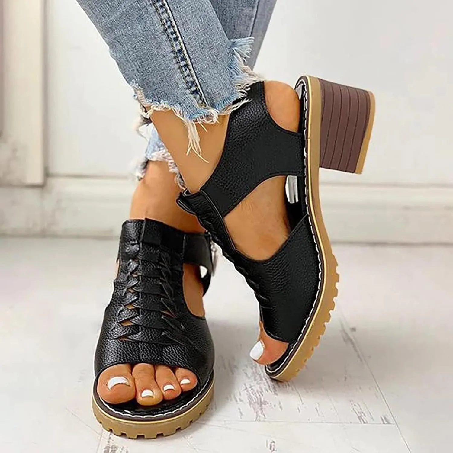 Women's sandals Open Toe Strap Fahsoin Shoes Open Toe Heel Sandal Cute Slide Sandals for Women
