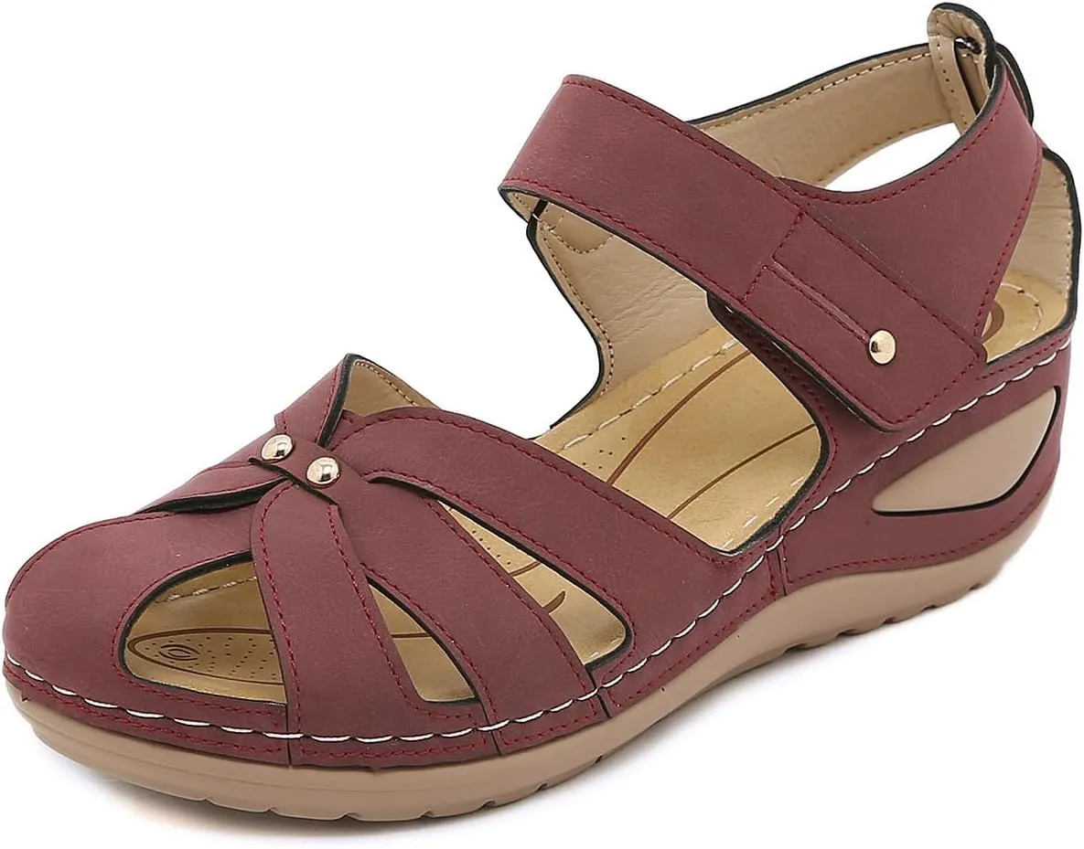 Womens Sandals Wedge Shoes:Bohemia Gladiator Outdoor Closed Toe Sandals Comfortable Ankle Strap Fashion Trendy Platform Sandal 2025