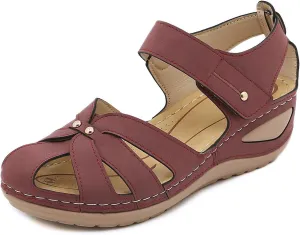 Womens Sandals Wedge Shoes:Bohemia Gladiator Outdoor Closed Toe Sandals Comfortable Ankle Strap Fashion Trendy Platform Sandal 2025