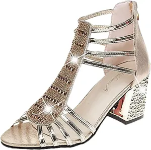 Women's Sandals Women's Open Toe Heeled Sandals Silver Heels Stylish Heeled Sandals for Party Prom Wedding