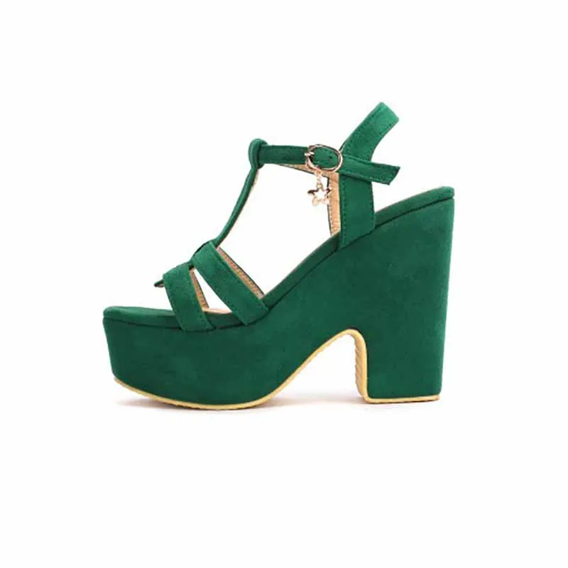 Women's Shoes Platform Heels Sandals Suede Wedge Chunky Heels