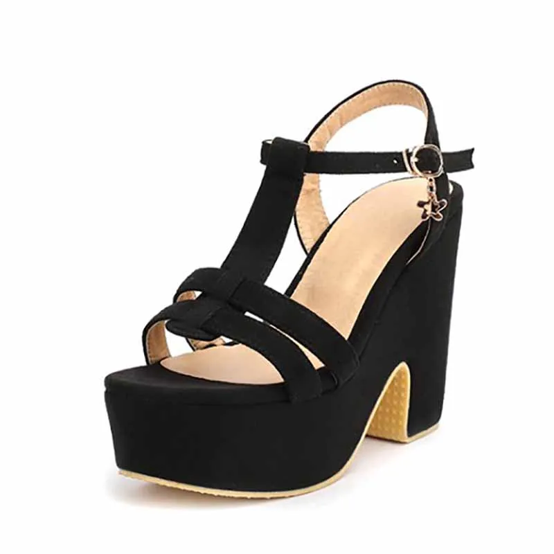 Women's Shoes Platform Heels Sandals Suede Wedge Chunky Heels