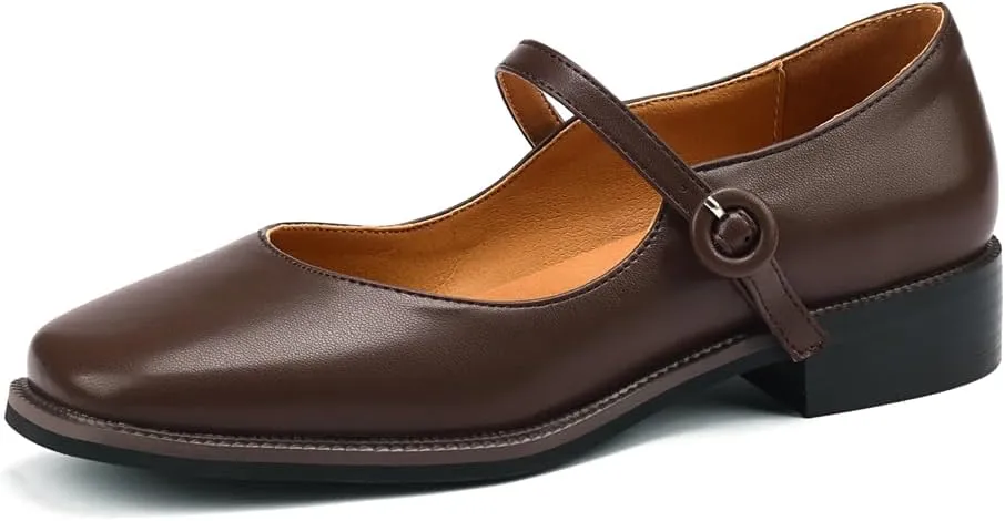 Women's Square Closed Pump Loafers Pull-On Buckle Metallic Strap Comfortable Chunky Low Heel Office Student Work Casual Comfortable Fashion Business Daily Wear Dress Shoes