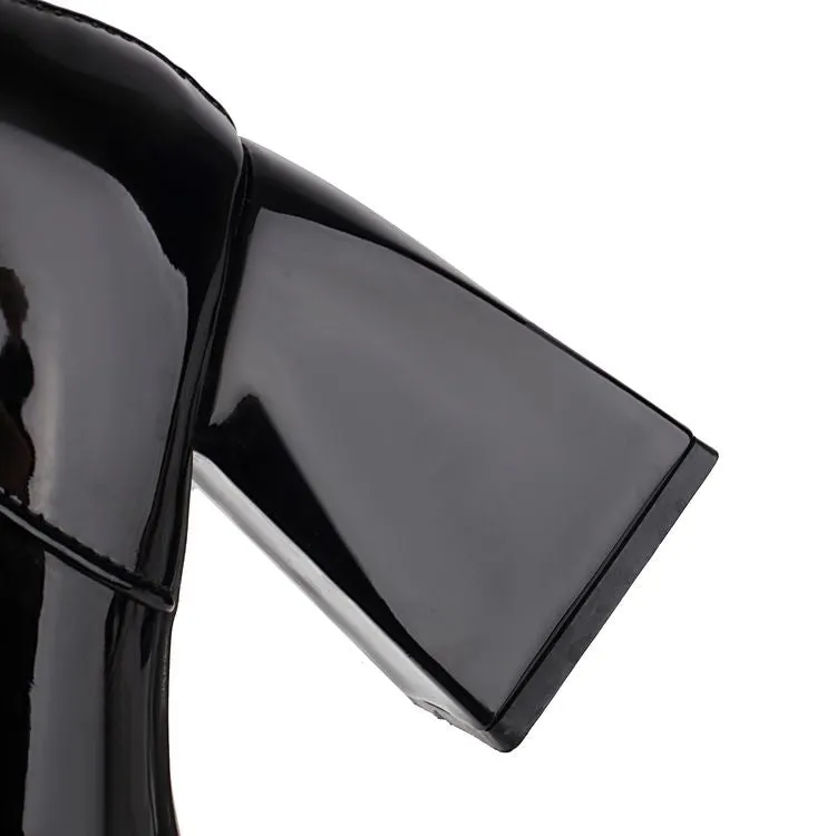 Women's Square Toe Block Heel Platform Over the Knee Boots