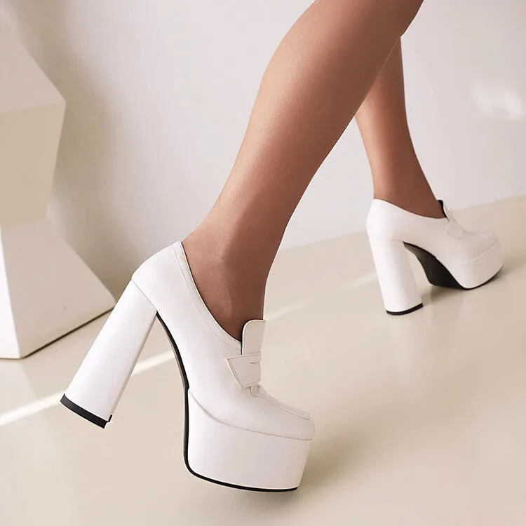 Women's Square Toe Platform Chunky Heel Shoes