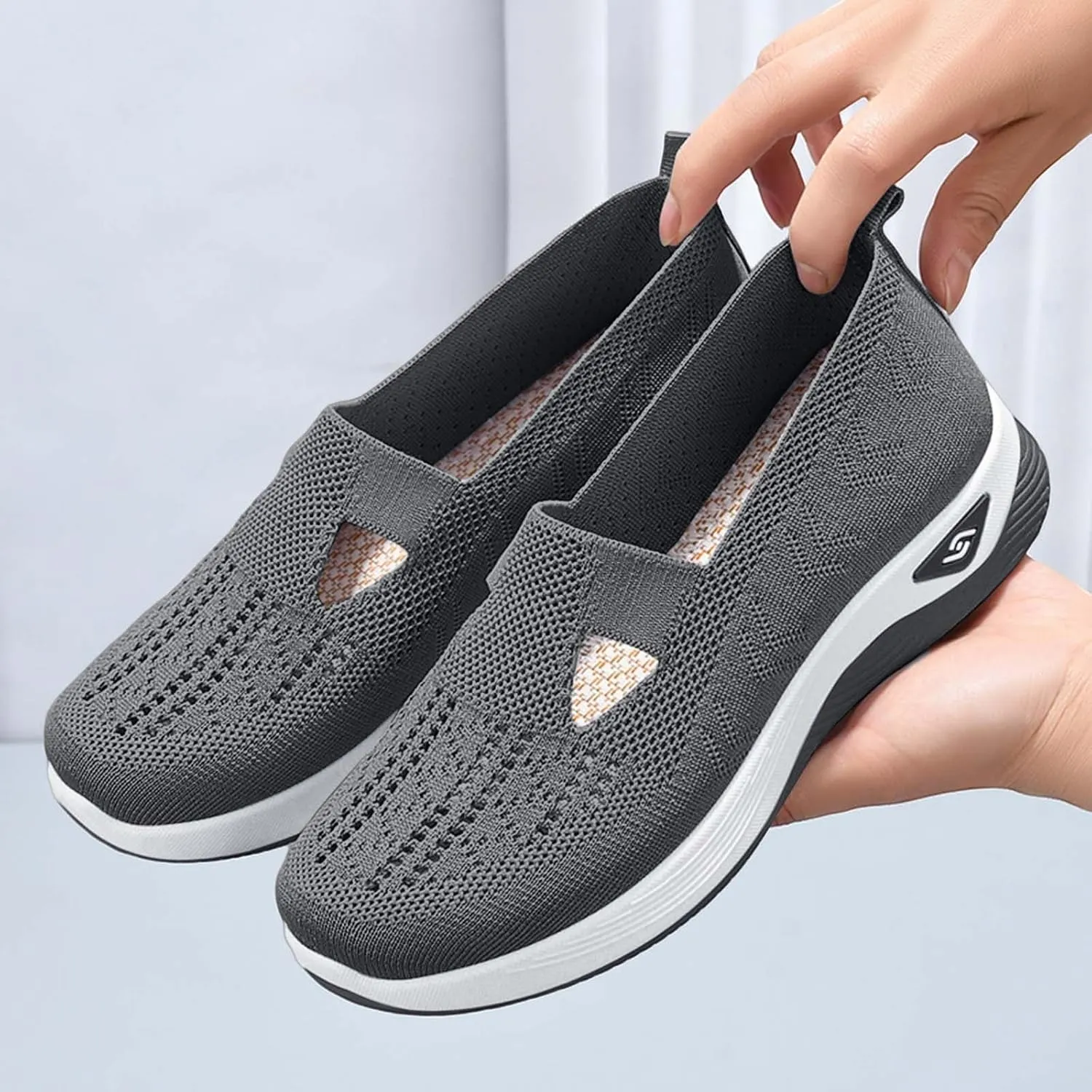 Women's Summer Fashion Mesh Breathable Casual Shoes Round Head Non Slip One Foot Stirrup Casual Sneakers Casual Walking Shoes