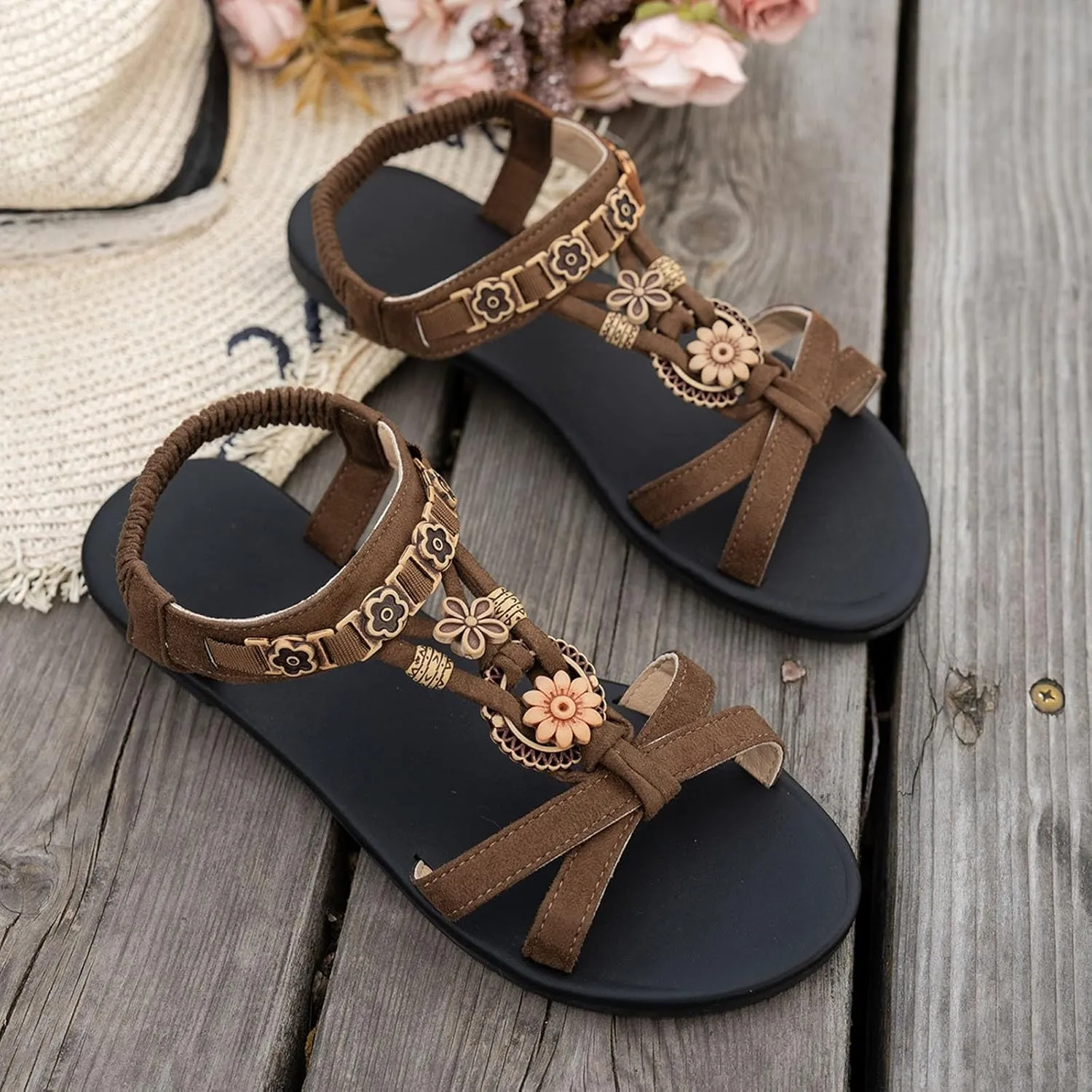 Women's Summer Sandals Open Toe Flat Comfortable Slip On Casual Wear For Daily Use Beach Walking Jeans Outfit