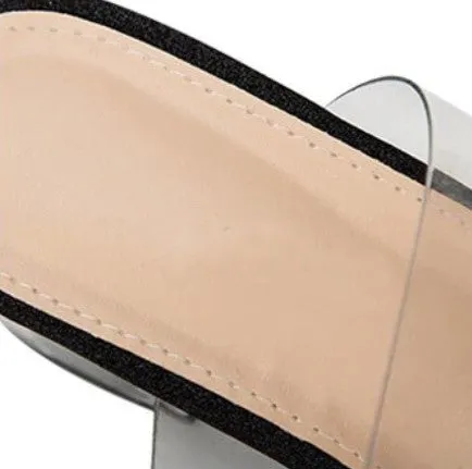Women's Summer Transparent PVC Low-Heeled Vinyl Flip Flops