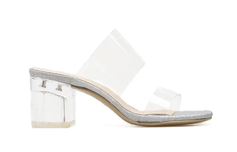 Women's Summer Transparent PVC Low-Heeled Vinyl Flip Flops