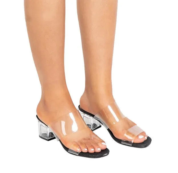 Women's Summer Transparent PVC Low-Heeled Vinyl Flip Flops