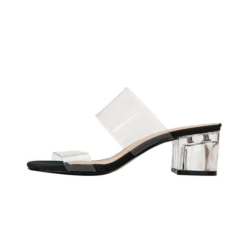Women's Summer Transparent PVC Low-Heeled Vinyl Flip Flops