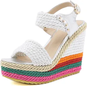 Womens Wedge Sandals Ankle Strap Espadrille Wedge Heels Sandals Peep Toe Gladiator Platform Casual Dressy Sandals