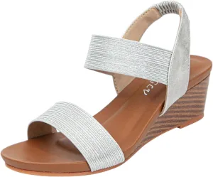 Womens Wedge Sandals Low: Low Wedge Sandals Women Comfortable Dressy Walking Elastic Strappy Open Toe Rhinestone Shoes 2025