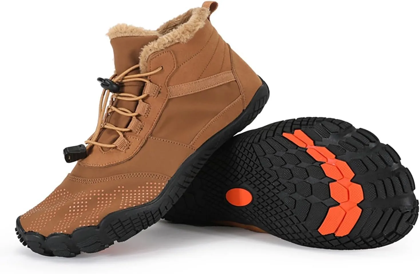 Women's Winter Snow Boots Buried Scooped Collar Bootie Faux Fur Trim Lace up Ankle Booties Casual Cold Weather Booties