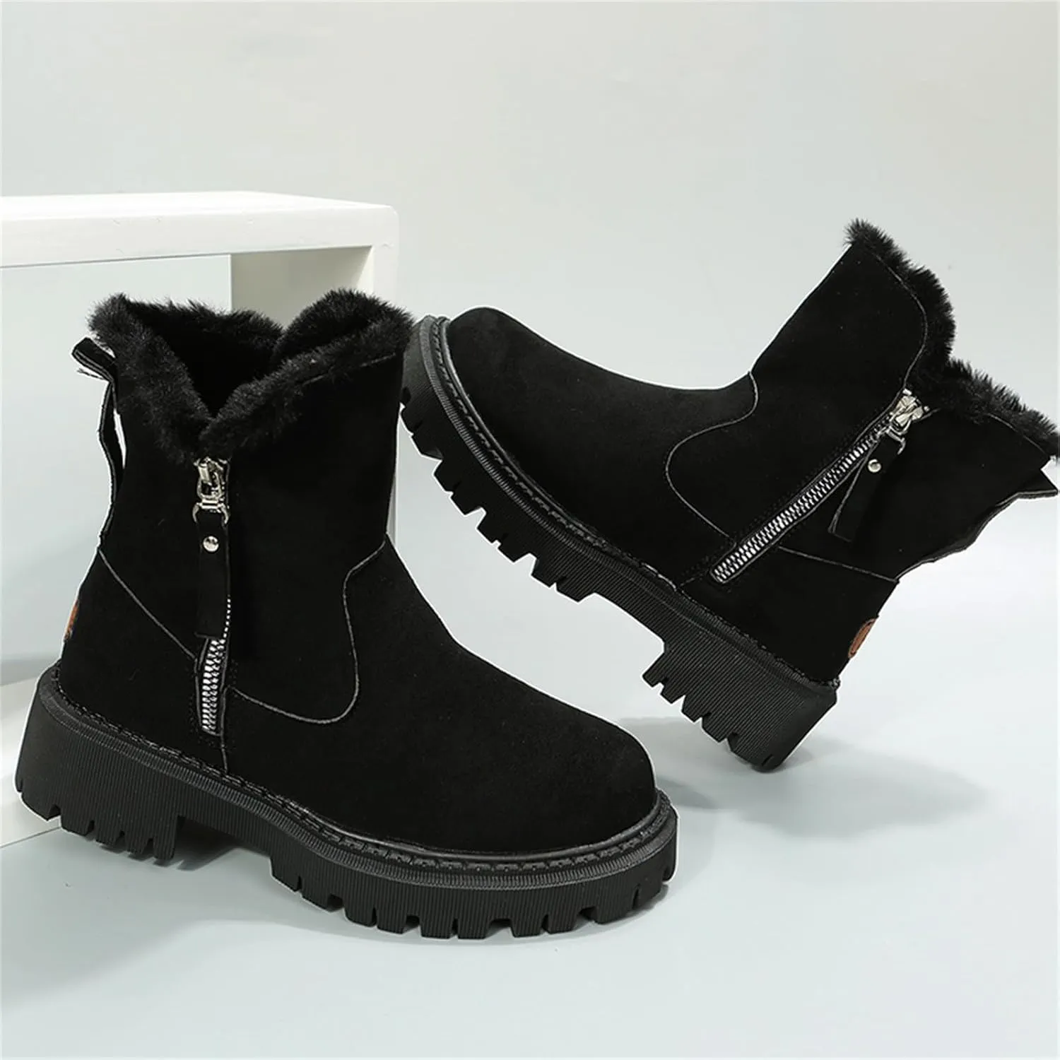 Women's Winter Snow Boots Insulated Non-Slip Outdoor Mid Calf Booties Anti-Slip Warm Faux Fur Lined Boot for Outdoor