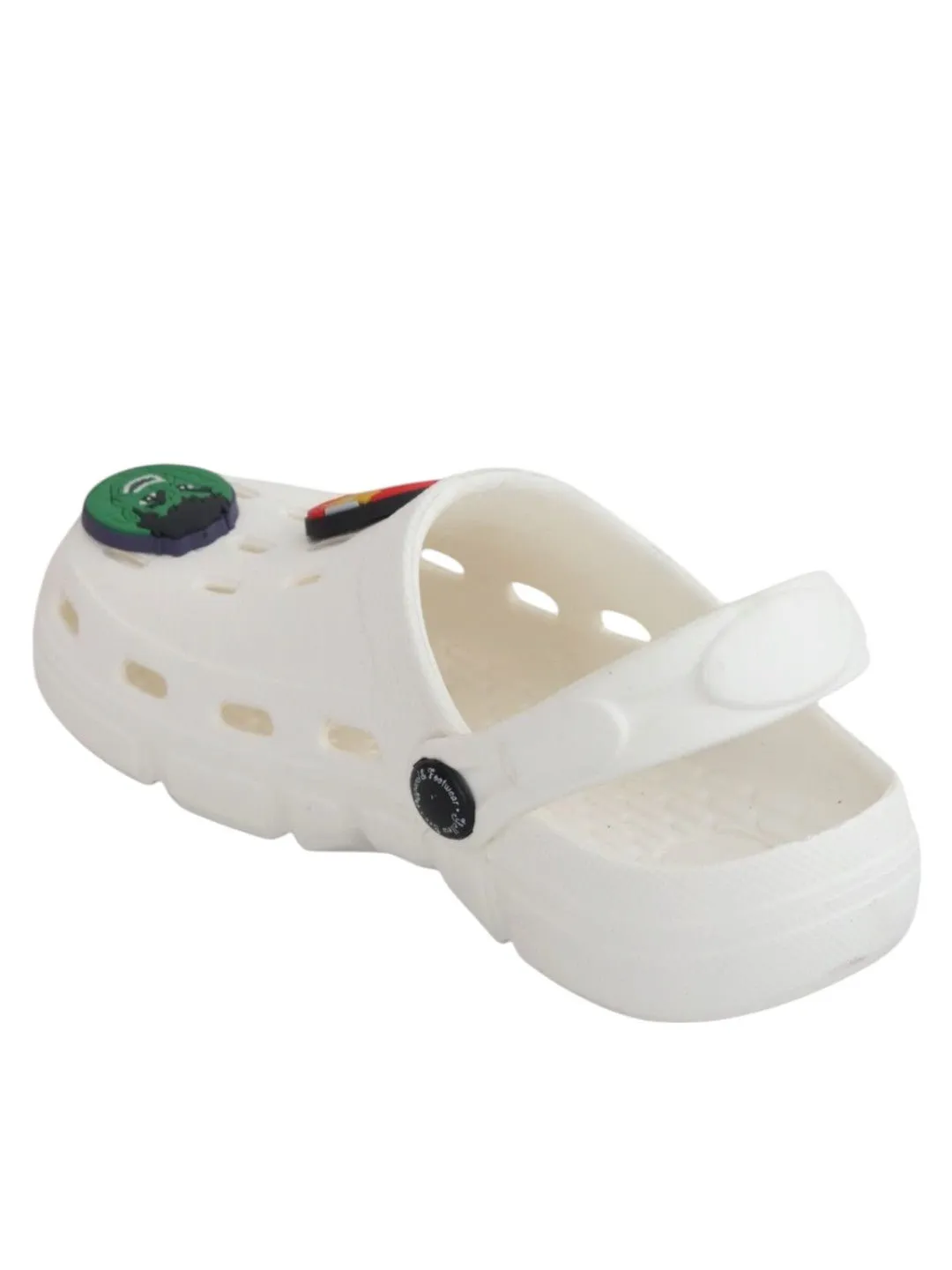 Yellow Bee Boys’ Marvel Avengers Clogs with Iron Man, Hulk & Captain America Charms – White