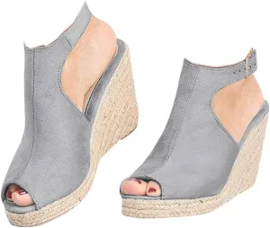 ZBYY Womens Espadrilles Wedges Platform Sandals Summer Peep Toe Ankle Strap Wedding Party Dress Heels Shoes Sandals
