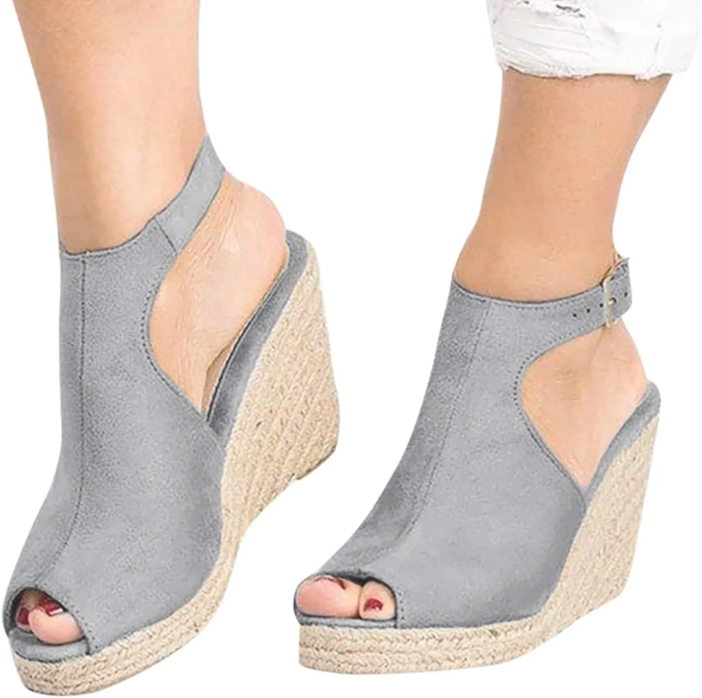ZBYY Womens Espadrilles Wedges Platform Sandals Summer Peep Toe Ankle Strap Wedding Party Dress Heels Shoes Sandals