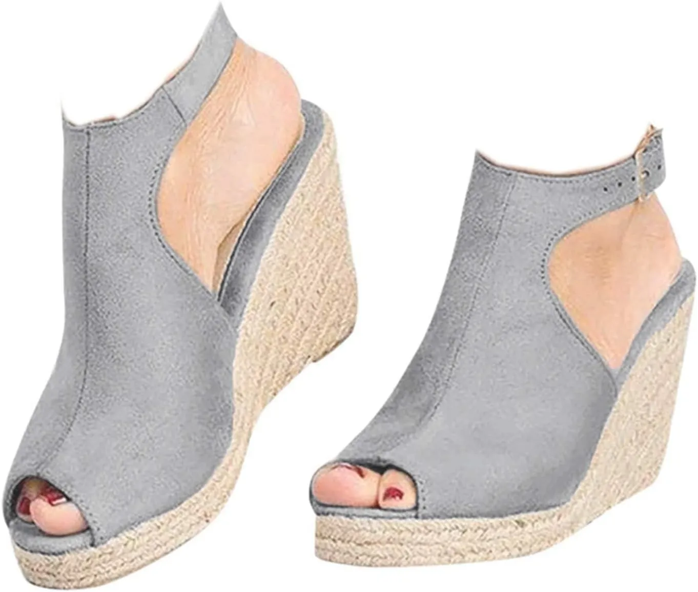 ZBYY Womens Espadrilles Wedges Platform Sandals Summer Peep Toe Ankle Strap Wedding Party Dress Heels Shoes Sandals