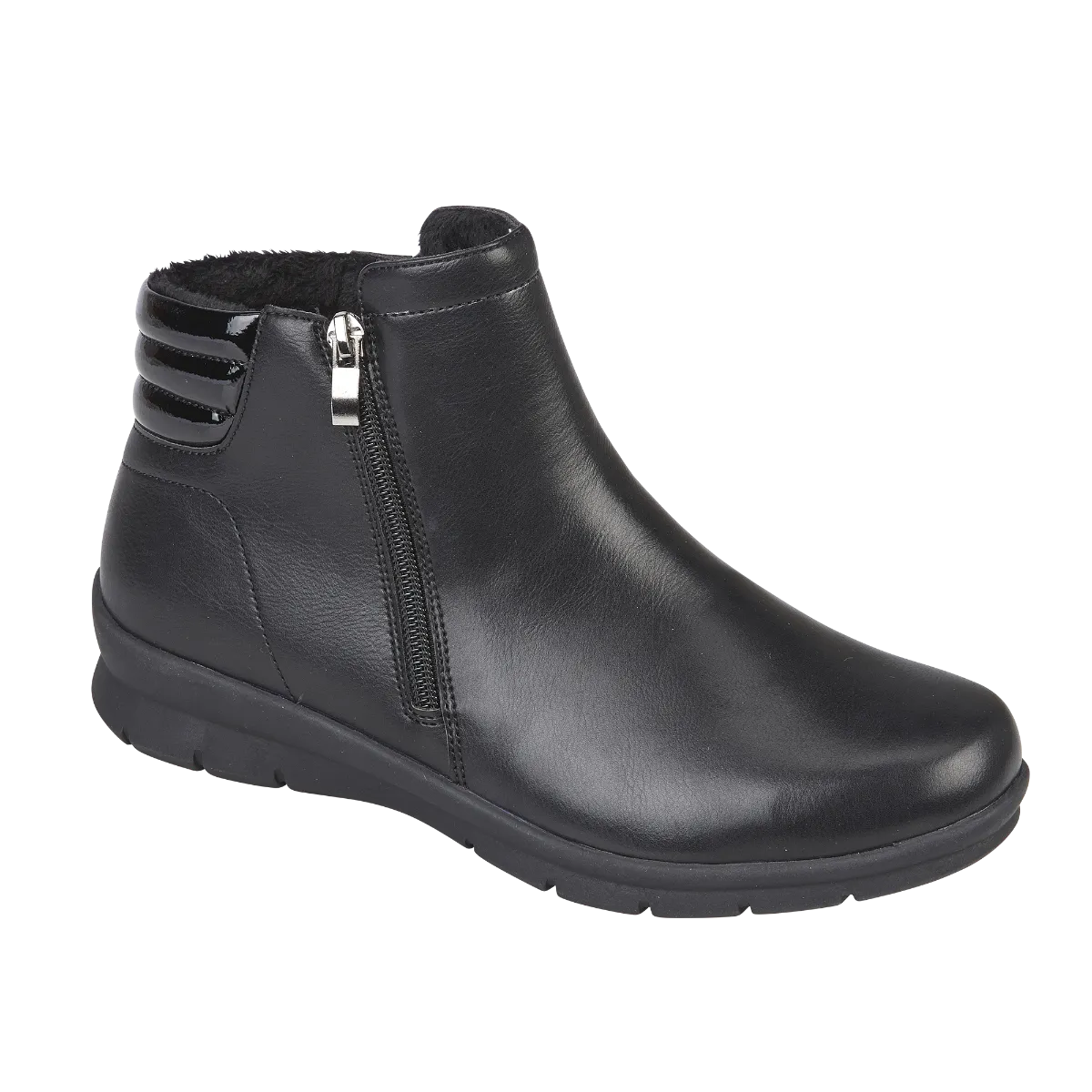 ZENA LADIES BLACK ANKLE BOOT WITH TWIN ZIP